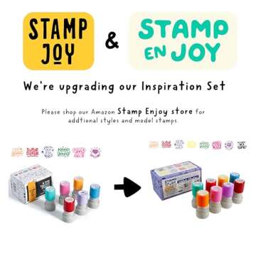 Stamp Joy - 6 Self-Ink Flash Stamp Set, Multicolor Teacher Stamps, Office Stationery Stamps, Pre-Inked, Refillable Stamps (Inspiration Set)