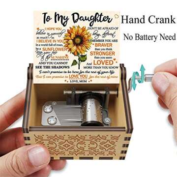 Sunflower Wooden Engraved Colorful Music Box U R My Sunshine Laser Wood Musical Box- Gifts from Mom to Daughter