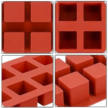 JOERSH Cube Cake Silicone Mold | 2" x 2" x 2" 3D Square Mousse Cake Baking Mold, French Dessert Molds for Chocolate Brownie Bites, Pastry, Jello, Ice Cream Cube, 8-Cavity