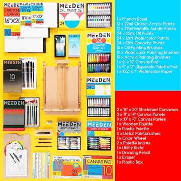 MEEDEN 149PCS Art Supplies with French Easel, All-in-one Painting Set for Artists Beginners