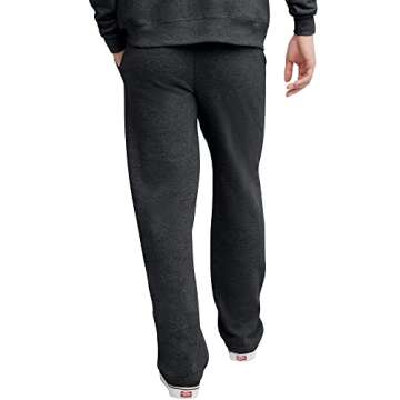 Hanes Mens Ecosmart Open Bottom Sweatpants, Midweight Fleece Open-hem For, Charcoal Heather, Small US