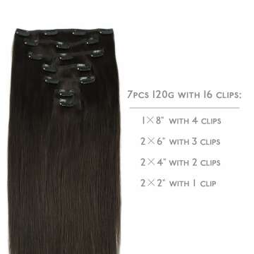 WENNALIFE 18 Inch Clip In Hair Extensions in Dark Brown