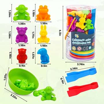 Counting Animal Matching Games Color Sorting Toys with Bowls Preschool Learning Activities for Math Educational Sensory Training Montessori STEM Sets Gift for Toddlers Kids Boys Girls Ages 3 4 5 6