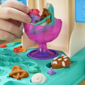 Play-Doh Rainbow Swirl Ice Cream Playset with 7 Pretend Play Kitchen Accessories, Arts and Crafts Toys for 3 Year Old Girls and Boys and Up