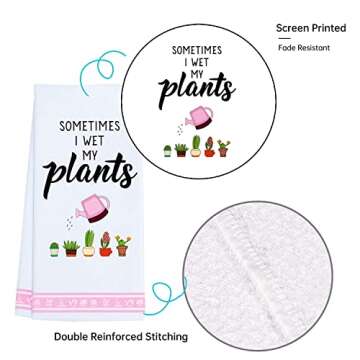 LXOMILL Funny Kitchen Towels, Plant Lover Gifts for Women Gardener, Plant Lady Mom Gifts, Housewarming, Friend Birthday Gift, Succulent Cactus Plant Gifts