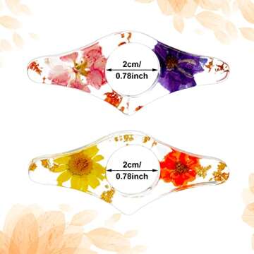 2 Pieces Dried Flower Resin Book Page Holder Transparent Thumb Ring Handmade Personalized Bookmark Reading Accessories for Teachers Book Lovers Literary (Stylish Style)