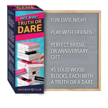 The Truth or Dare Tower Game - The Perfect Date Night Game for Couples - Plays Like The Traditional Tower Games, Making Your Date Night More Fun. Created by DateBox Club - Gottman Certified