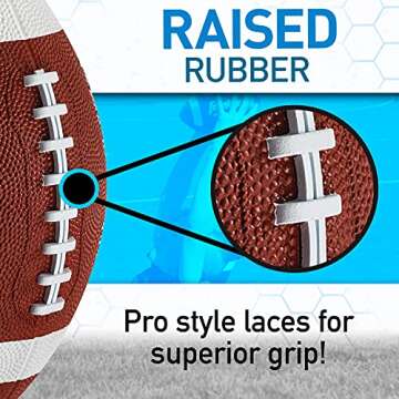 Franklin Sports Junior/Youth Football - Grip-Rite 100 - Kids Junior Size - Durable Outdoor Rubber Football - Brown/White