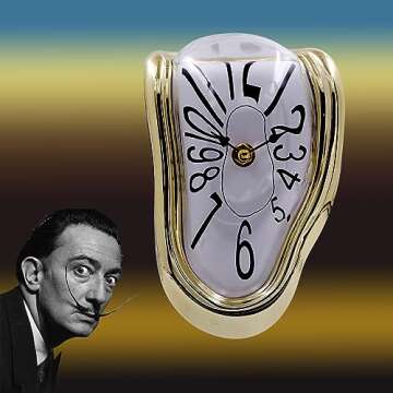 FAREVER Melting Clock, Salvador Dali Watch Melted Clock for Decorative Home Office Shelf Desk Table Funny Creative Gift, Arab Gold