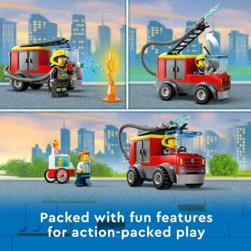 Lego City Fire Station Set with Engine and Minifigures