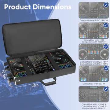 DJ Controller Case with Wheels Compatible with DDJ FLX10 / 1000 / REV5 / REV7 / RX / SC LIVE 4 / PRIME 2, DJ Case Roller Bag Padded with Multi-pocket, DJ Case Gig-bag for DJ Controller & Accessories