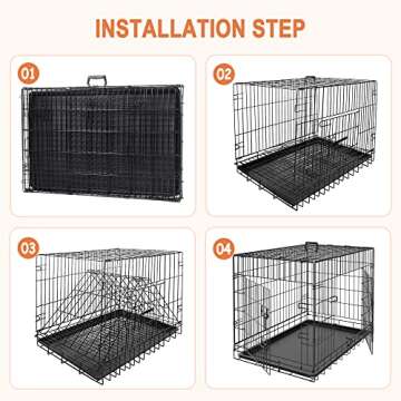 Pet Republic Dog Crates for Large Dogs Folding Metal Wire Dog Gage Double Door 30/36/42Inches Dog Kennel Indoor Outdoor Pet Grates