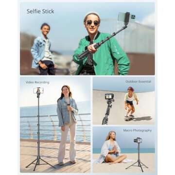 SENSYNE 62" Phone Tripod & Selfie Stick - Versatile Use