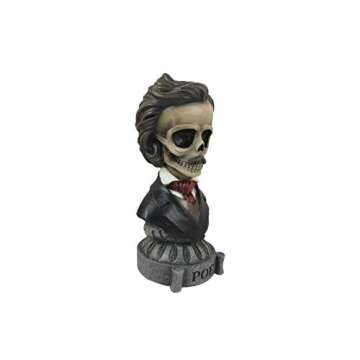 World of Wonders Dead Authors Collectible Gothic Horror Displayable Figurines | Gifts for Book Lovers | Skull Decor for your Home | Spooky Home Office Decoration - Poe