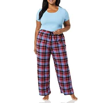 Amazon Essentials Women's Flannel Pajama Sleep Pant (Available in Plus Size), Blue Mixed Tartan, XX-Small