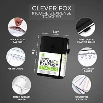 Clever Fox Income & Expense Tracker - A5 Ledger for Small Business