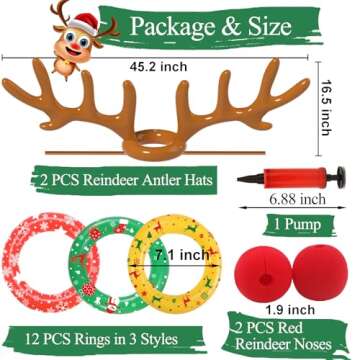 Uniqhia Christmas Games, Inflatable Reindeer Antler Ring Toss Game, Christmas Party Games for Kids Adults, Fun Xmas Gifts Carnival Holiday Party Games for Family, Patented