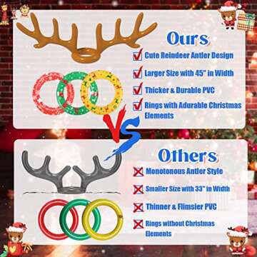 Uniqhia Christmas Games, Inflatable Reindeer Antler Ring Toss Game, Christmas Party Games for Kids Adults, Fun Xmas Gifts Carnival Holiday Party Games for Family, Patented