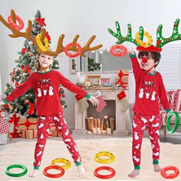 Uniqhia Christmas Games, Inflatable Reindeer Antler Ring Toss Game, Christmas Party Games for Kids Adults, Fun Xmas Gifts Carnival Holiday Party Games for Family, Patented