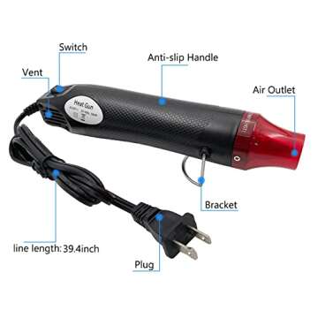 Heat Gun, Mini Hot Air Gun for DIY Crafts Portable Heat Air Gun Tool for Embossing Shrink Wrapping Drying Paint