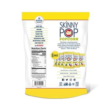 SkinnyPop White Cheddar Popcorn, Skinny Pack, Gluten Free, Non-GMO, Healthy Popcorn Snacks, Skinny Pop, 0.65 oz Individual Snack Size Bags, 10 Packs (6 Bags per Pack)