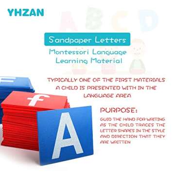 YHZAN Montessori Sandpaper Letters Toys for Toddlers Small & Capital 2pc Wooden Box Set Early Childhood Education Material