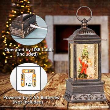 Christmas Snow Globe Nutcracker Lantern, Glitter Lighted Christmas Decorations for Home with Music, Light Up Snowglobe Christmas Décor