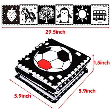 Black and White High Contrast Baby Toys 0-6 6-12 Months Soft Book for Newborn Brain Development Tummy Time Toys Infant Sensory Crinkle Toys 0-3 3-6 Month Montessori Learning Activities for Babies