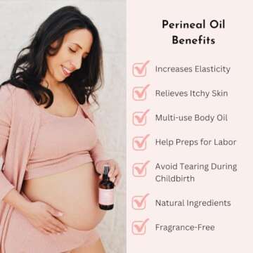 Organic Perineal Massage Oil Spray by Irene Organics for Pregnancy and Postpartum - Prevention for Perineum Tearing, All Natural, Pregnancy Third Trimester Must Haves for Childbirth