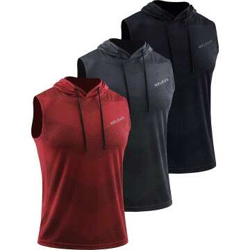 Neleus Men's Workout Tank Tops 3 Pack Sleeveless Running Shirts with Hoodie