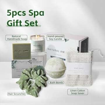 Natural Amor Spa Gift Set for Women - 5pc Peppermint Forest Bath Essentials