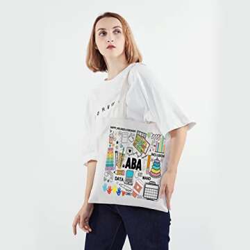 PWHAOO Autism Behavior Analyst Tote Bag ABA therapist Tote Bag Mental Illness Awareness Gift (HAPPY ABA TOTE)