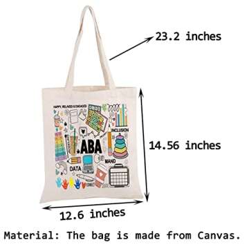 PWHAOO Autism Behavior Analyst Tote Bag ABA therapist Tote Bag Mental Illness Awareness Gift (HAPPY ABA TOTE)