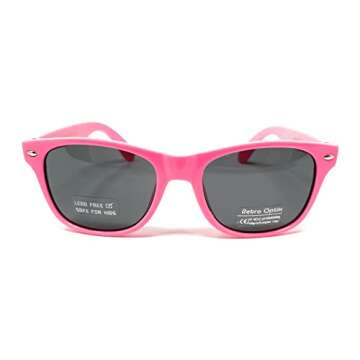 WebDeals - Kids Childrens 80's Classic Retro Sunglasses - Variety of styles and colors (Bubble Gum Pink, Smoke)