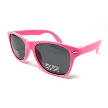 WebDeals - Kids Childrens 80's Classic Retro Sunglasses - Variety of styles and colors (Bubble Gum Pink, Smoke)