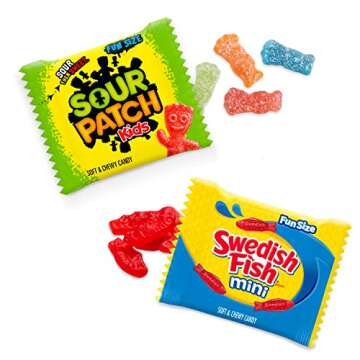 SOUR PATCH KIDS and SWEDISH FISH Mini Soft & Chewy Easter Candy Variety Pack, Bulk Candy, 50 Snack Packs