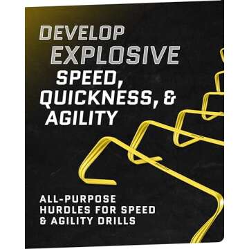 SKLZ 6X Ultra Durable Agility Hurdles - for Athletes of All Skill Levels,6pk of 6-in Tall Hurdles,Bright Yellow Color,Made of Durable, Composite Materials,Easy to Set up & Transport,Comes w/Carry Bag