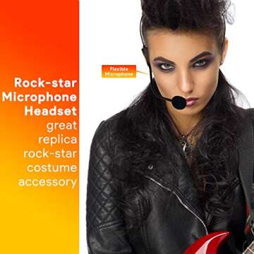 Skeleteen Rockstar Costume Accessories Headset - Fake Rock Star MJ Singer Microphone and Headphones Costume Accessory Prop