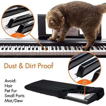 Piano Keyboard Dust Cover, 88 Keys Piano Music Keyboard Dirt Proof Cover Stretchy Electronic Keyboard Piano Cover Electronic Keyboard Cover With Durable Elastic & Cord Lock Must Have Piano Accessories