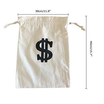 IronBuddy 3Pcs Drawstring Bag 16"x12" Cotton Money Dollor Sign Bag Bank Robber Bag Drawstring Gift Bag for Christmas, Birthday, Wedding, Party Favors