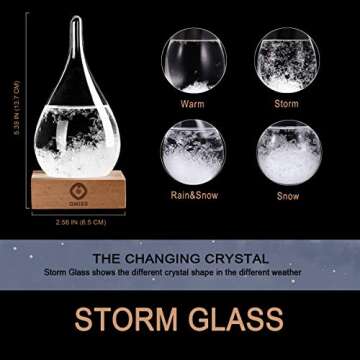 Storm Glass Weather Forecast Bottle,Snow Globe Barometer Bottle, Water Drop Weather Forecast Bottle, Home and Office Decorative Glass Bottles, Unique Gifts for Her (S)