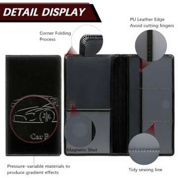 Car Registration and Insurance Holder - Black Organizer