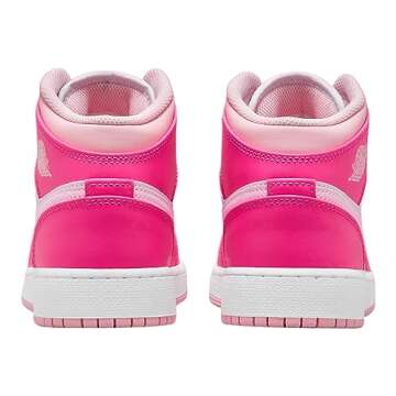 Jordan Boy's Air 1 Mid (Big Kid) White/Medium Soft Pink/Fierce Pink 6 Big Kid M