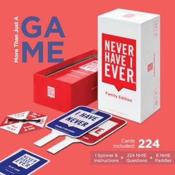 Never Have I Ever Family Edition Card Games - Fun Family Party Games for Teens & Kids Game Nights! Funny Card Games for Game Nights and Events with Friends or Family. Perfect Family Games for Kids!