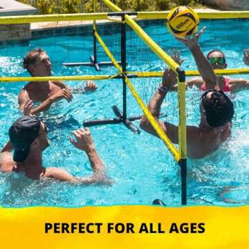 CROSSNET H2O Volleyball Pool Game for Adults and Family - Four Square Net Pool Game - Quick Assemble & Portable - Volleyball Set for Inground Pools - Perfect Pool Toys for Families W/Accessories