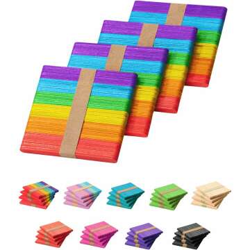 Rainbow Colored Popsicle Sticks - 200 Pack for Creative Crafts