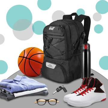 WOLT Large Basketball Backpack with Ball Holder