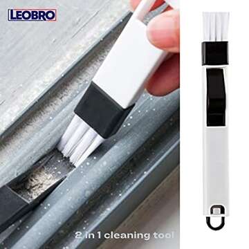 LEOBRO Hand-held Groove Gap Cleaning Tools Door Window Track Cleaning Brushes Air Conditioning Shutter Cleaning Brushes Pack of 4