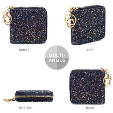 GEEAD Small Glitter Wallet for Women Girls Mini Coin Purse Pouches with Key Ring for Christmas