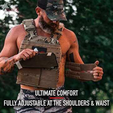 WOLF TACTICAL Adjustable Weighted Vest – WODs, Strength and Endurance Training, Fitness Workouts, Running (Tan)